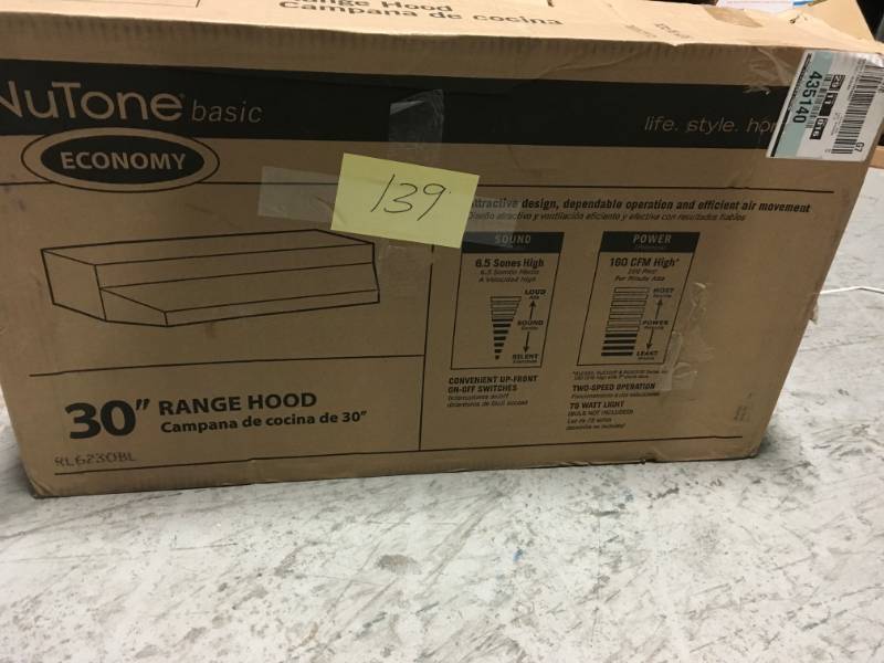 NuTone RL6200 Series 30 in. Ductless Under Cabinet Range Hood with Light in Black