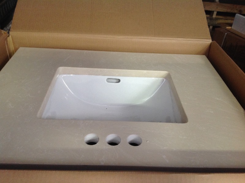 Teagen 42 Inch W Bath Vanity In Dark Espresso With Engineered Stone Vanity Top not used