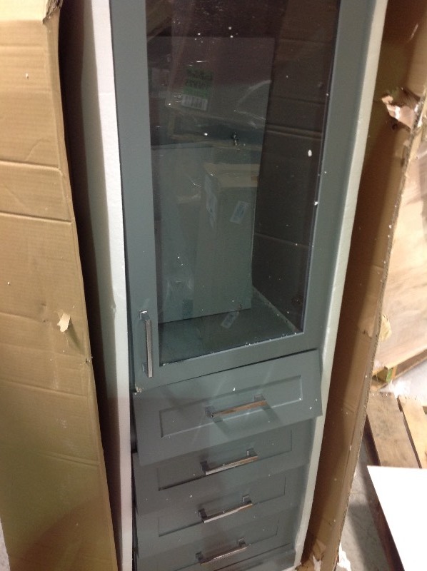 Martha Stewart Lynn 20 in. W x 15 in. D x 68 in. H Tall Side Unit in School House Slate slight damage review pictures