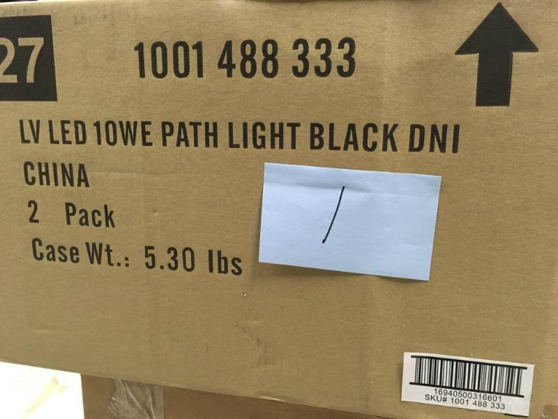 lot 1 image: (2-Pack) Hampton Bay Low-Voltage Black Outdoor Integrated LED Landscape Path Light with Shade Details, good condition