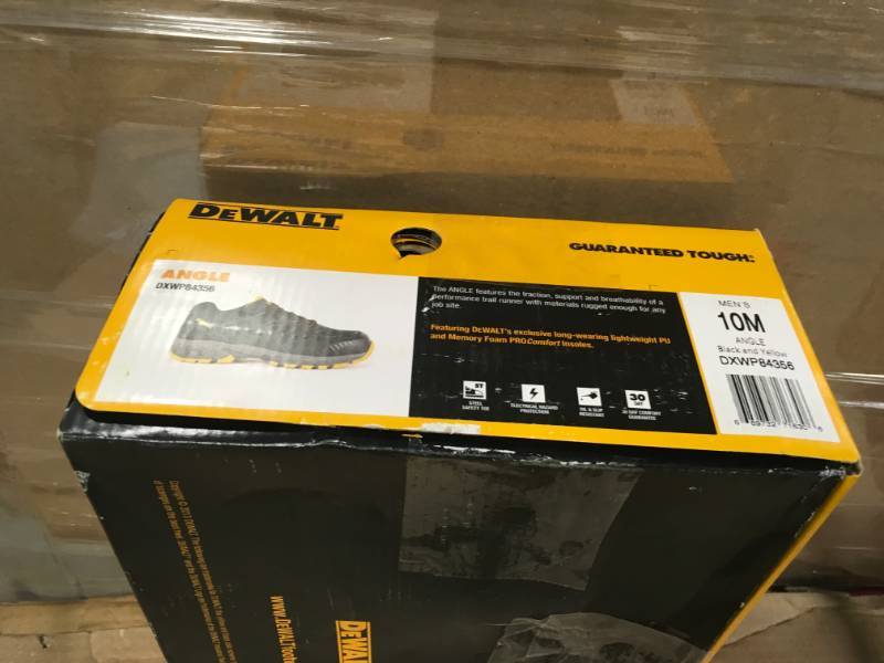 lot 6 image: DEWALT Angle Mens Size 10m  BlackYellow Nylon Mesh Steel Toe ProLite Work Shoe, not used