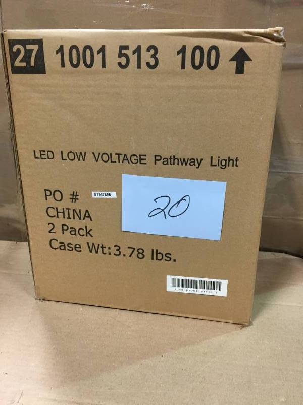 lot 20 image: (2-Pack) Hampton Bay Low-Voltage Black Outdoor Integrated LED Black Landscape Path Light with White Tulip Shade&nbspnot used