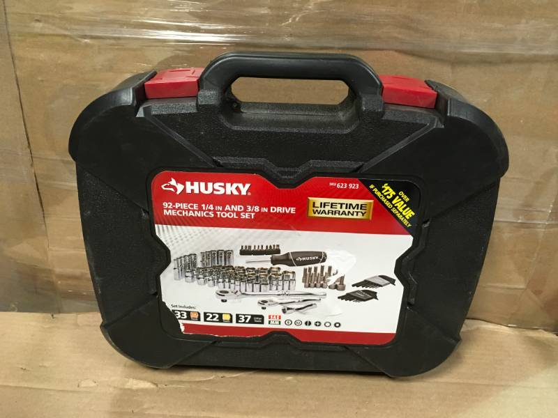 lot 22 image: Husky Mechanics Tool Set (92-Piece)- Missing pieces