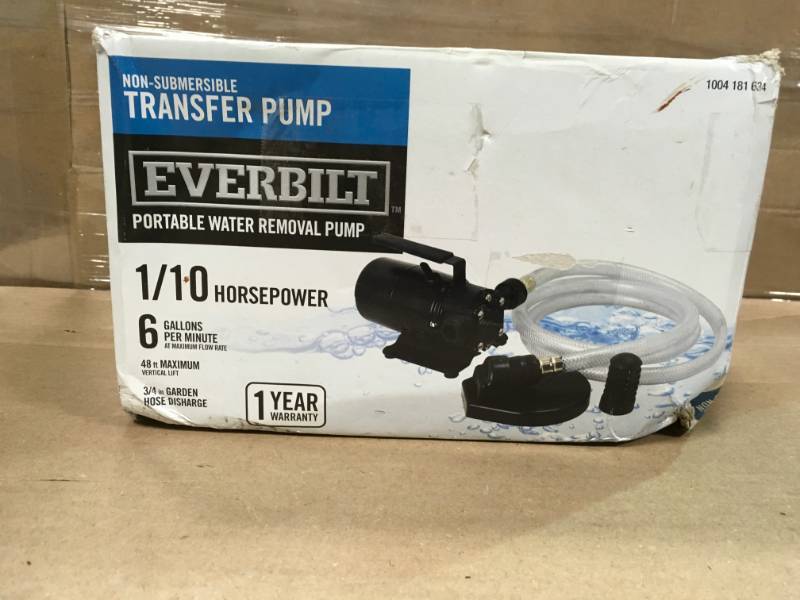 lot 30 image: Everbilt 110 HP Non-Submersible Self-Priming Transfer Pump- good condition