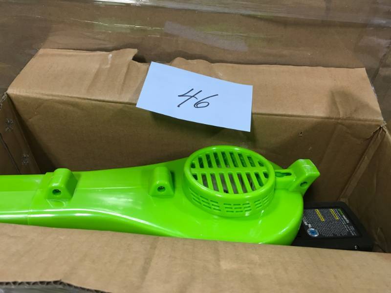 lot 46 image: Sunrise G-24 130MPH 24V Cordless Leaf Blower, (1) 2Ah Battery, Charger- good condition