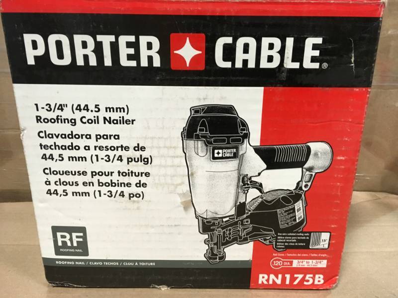 lot 64 image: Porter-Cable Pneumatic 15-Degree Coil Roofing Nailer- good condition