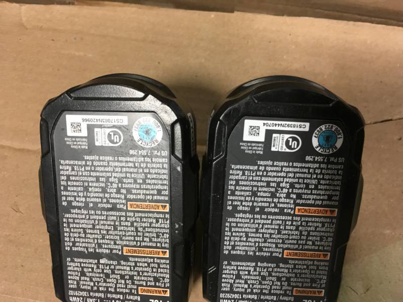 lot 81 image: RYOBI 18-Volt ONE 2.0 Ah Lithium-Ion Compact Battery (2-Pack)- good condition