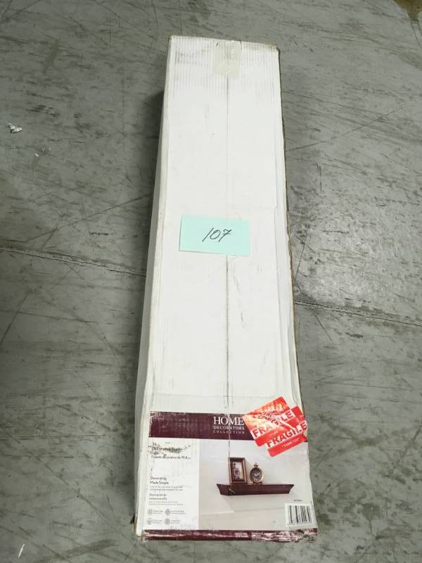 lot 107 image: Home Decorators Collection 36 in. W x 36 in. L Chestnut Decorative Beveled Shelf- not used