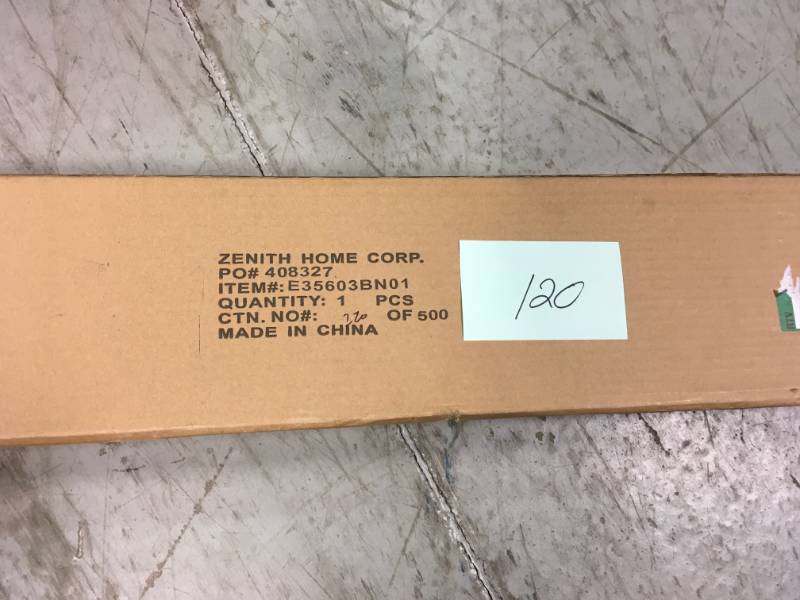lot 120 image: Zenna Home Rustproof 44 in. - 72 in. Aluminum Adjustable Curved Shower Rod in Brushed Nickel- not used