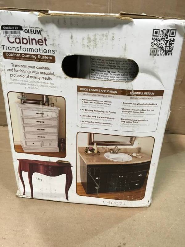 lot 126 image: Cabinet & Countertop Paint Rust-Oleum Transformations Drawer Hardware 1-qt. Esp- not used