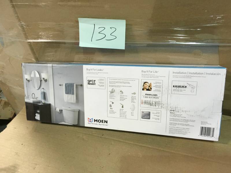 lot 133 image: Banbury 3-Piece Bath Hardware Kit in Brushed Nickel- not used