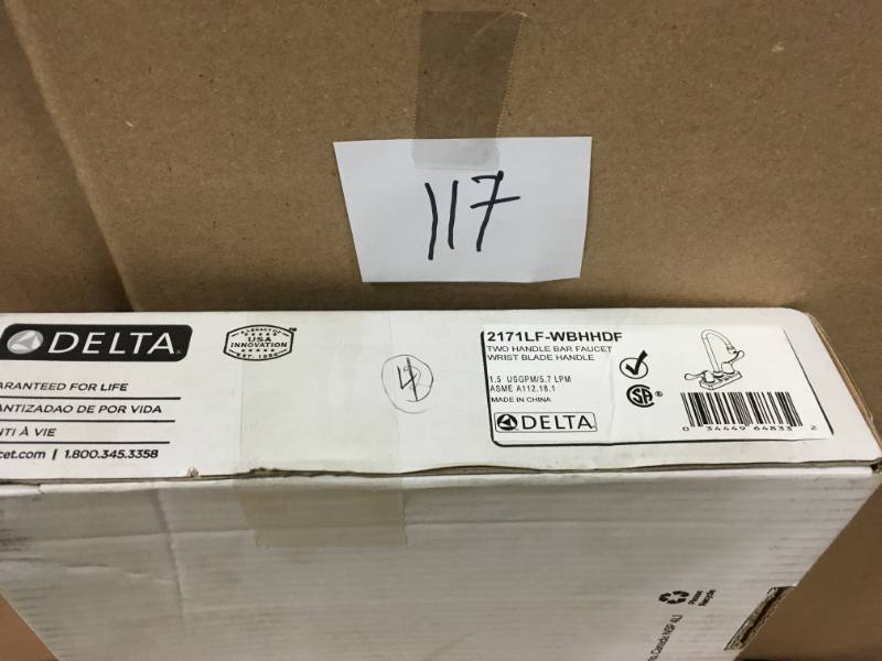 lot 117 image: Delta 2-Handle Bar Faucet in Chrome