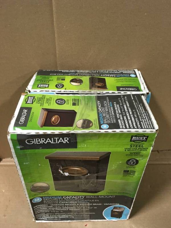 lot 155 image: (LOT OF 2) Gibraltar Mailboxes Designer Medium Venetian Bronze Vertical Wall-Mount Locking Mailbox