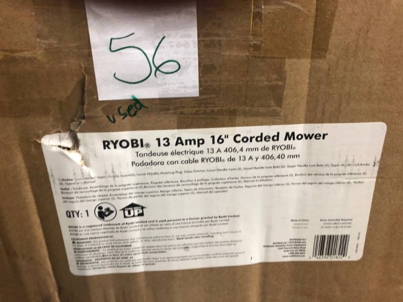 lot 56 image: RYOBI 16 in. 13 Amp Corded Electric Walk Behind Push Mower