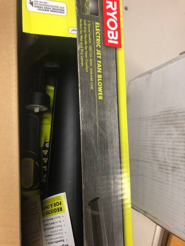 lot 34 image: (Tool only) RYOBI 135 MPH 440 CFM 8 Amp Electric Jet Fan Blower