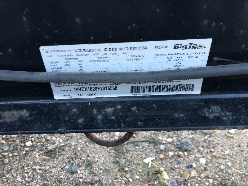 2015 Big Tex 16ft Trailer -No Reserve-