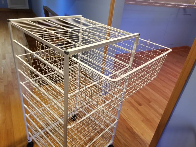 lot 55 image: Convenient Elfa Metal Mesh Closet Rack