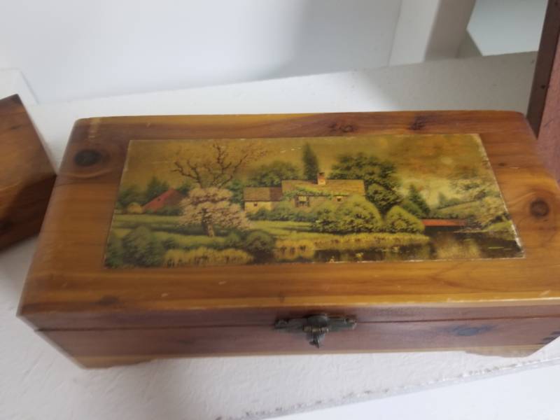 lot 80 image: Pair of Vintage Wood Jewelry Boxes