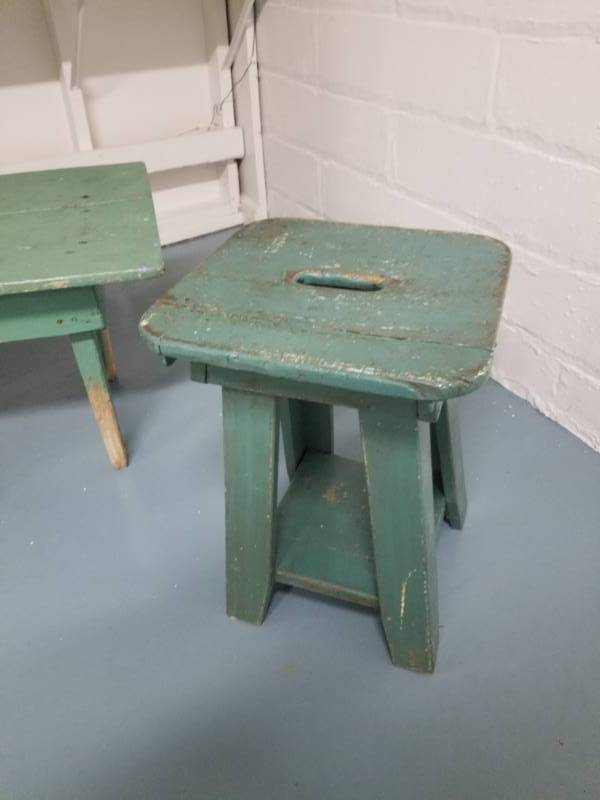 lot 54 image: Rustic Farmhouse Stool and Low Table