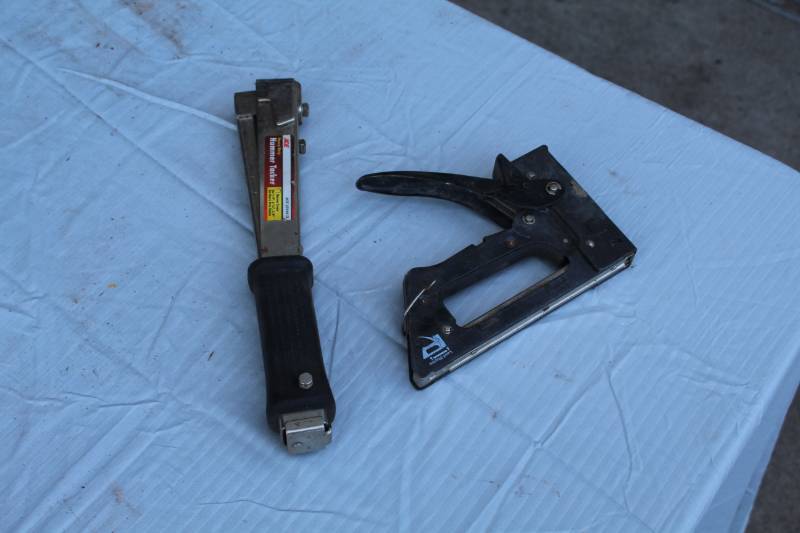 lot 242 image: Lot of (2) Ace Hammer Tacker, Surebonder All in 1 Staple Gun