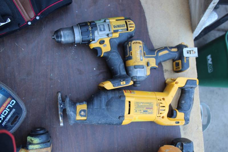 lot 244 image: Lot of (3) DeWalt DCD985 12in. 20VDC DrillDriverHammerdrill, DCF887 14in. 20VDC Impact Driver, DCS381 20VDC Reciprocating Saw