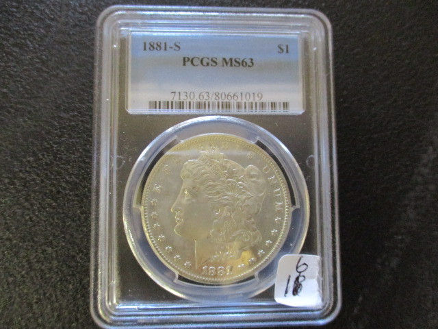 lot 16 image: PCGS 1881-S MS63 Morgan Silver Dollar