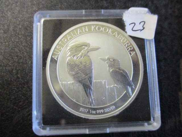 lot 23 image: 2017 Australian KOOKABURRA ELIZABETH AUSTRALA ONE Dollar - 1oz silver .999 silver