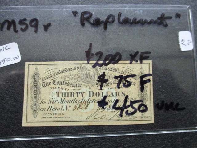 lot 28 image: Uncirculated 1864 Confederate States of America Thirty Dollars Note