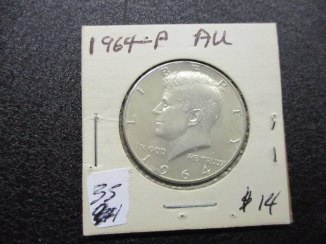 lot 35 image: 1964 AU John F Kennedy Half Dollar-90% Silver
