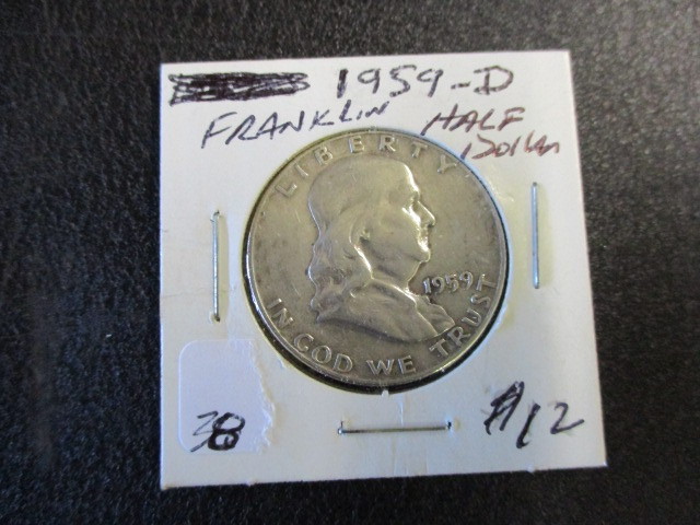 lot 38 image: 1959-D Franklin Half Dollar- 90% Silver