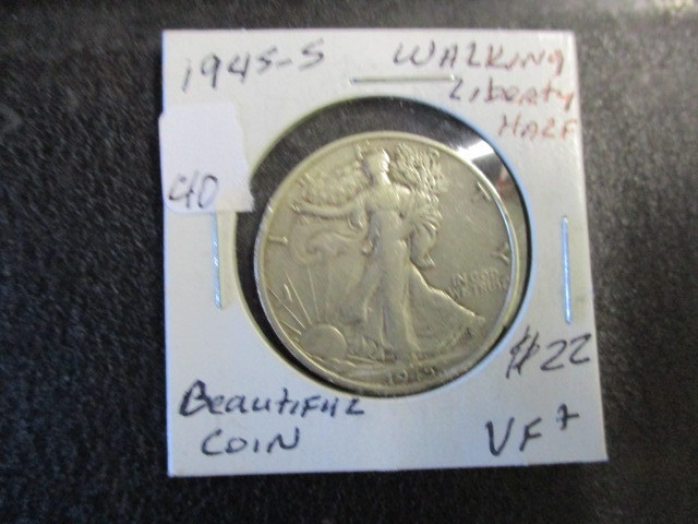 lot 40 image: 1945-S VF Walking Liberty Half Dollar