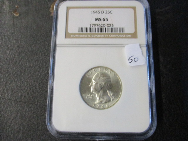 lot 50 image: 1945D NGC MS65 Silver Washington Quarter