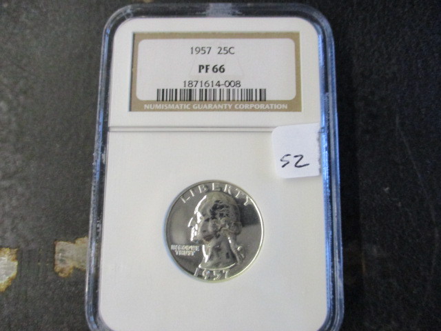 lot 52 image: 1957 NGC PF66 Silver Washington Quarter