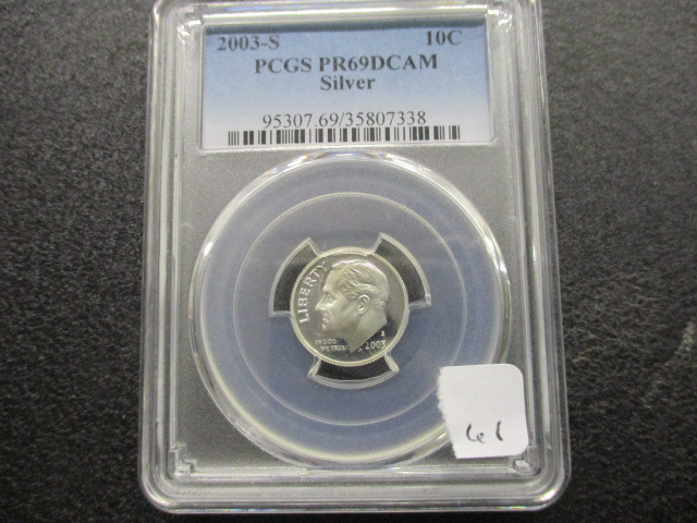 lot 61 image: 2003-S PCGS PR69 DCAM Silver Roosevelt Dime