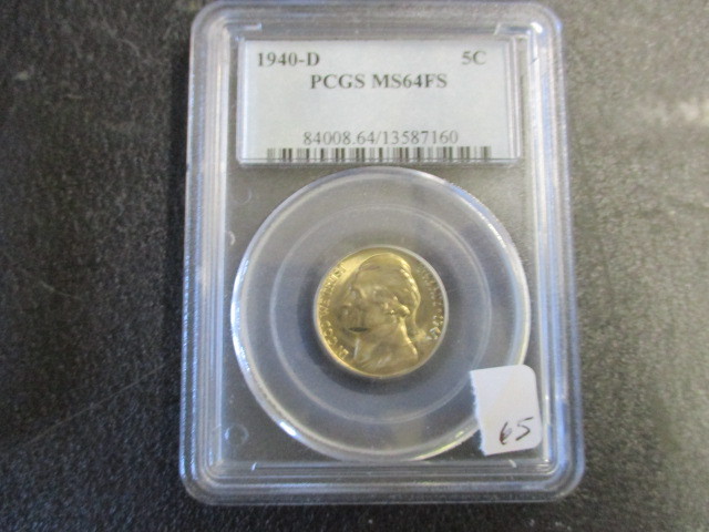 lot 65 image: 1940-D PCGS MS64FS Jefferson Silver War Nickel - 35% silver