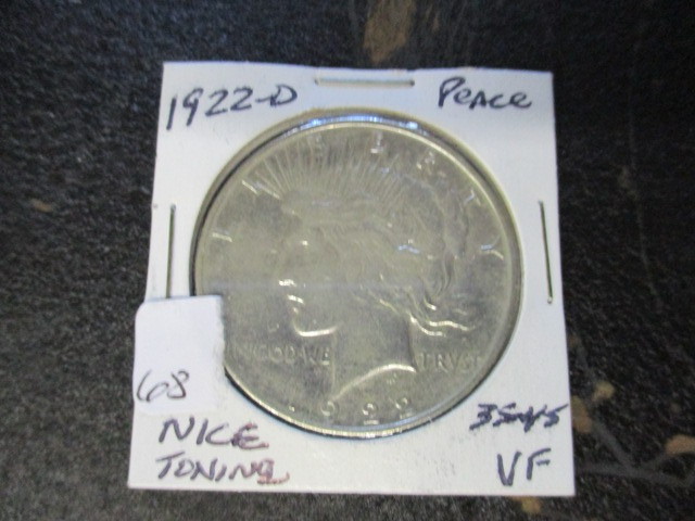 lot 68 image: 1922-D VF Peace Silver Dollar