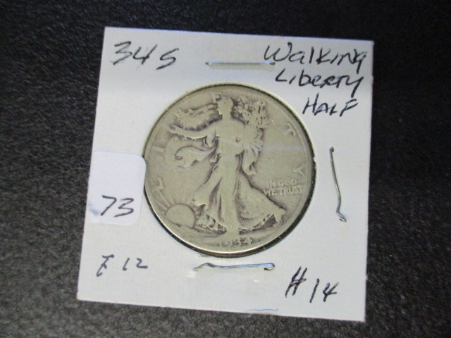 lot 73 image: 1934-S F-12 Walking Liberty Half Dollar- 90% Silver