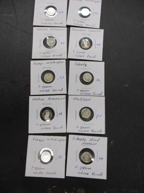 lot 78 image: Lot of (10) 1-gram silver rounds