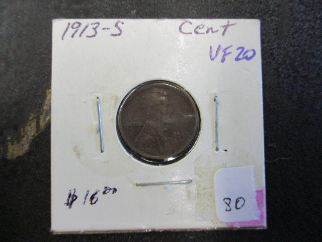 lot 80 image: 1913-S VF-20 Lincoln Head Cent