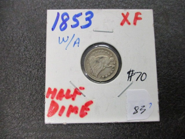 lot 83 image: 1853 XF Liberty Seated Half Dime