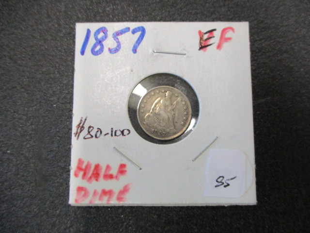 lot 85 image: 1857 XF Liberty Seated Half Dime w Full Liberty