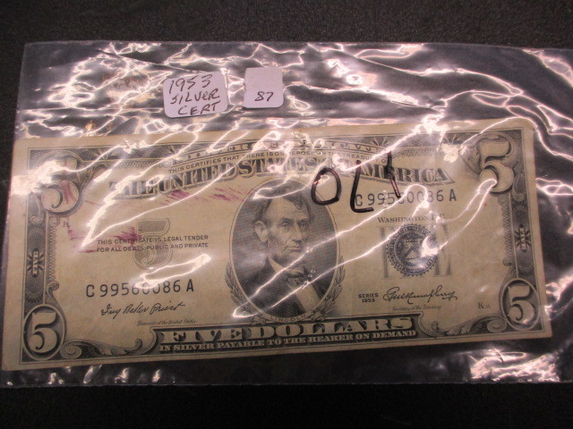 lot 87 image: Series 1953 $5 Silver Certificate