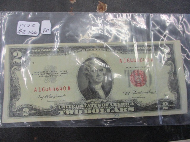 lot 90 image: Series 1953 $2 Red Seal United States Note