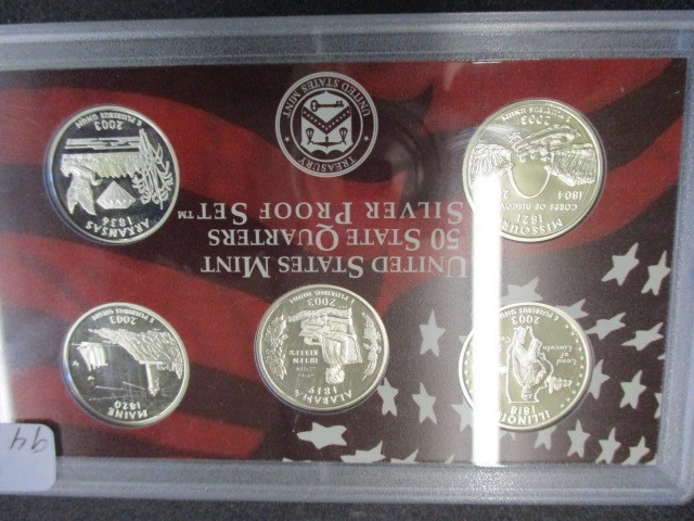 lot 94 image: 2003 United States Mint Silver 50 States Quarter Proof Set