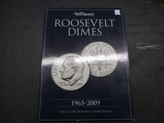 lot 96 image: 1965 to 2011 Roosevelt Dime Collection in Hardcover Warmans Folder (90) Dimes