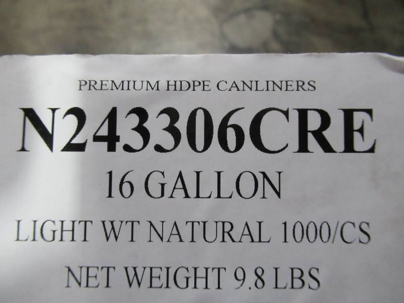 lot 132 image: Republic Bag 12 Gal. to 16 Gal. Natural High-Density Trash Bags 1000 CT., N243306CRE