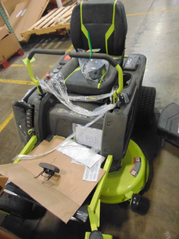 lot 16 image: Ryobi 42 in. 100 Ah Battery Electric Zero Turn Riding Mower RY48ZTR100 - Missing Charger