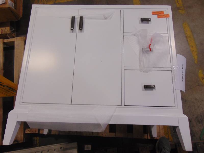 lot 36 image: Home Decorators Collection Shaelyn 30 in. W x 21.75 in. D Vanity Cabinet Only in White SLWV3022DR