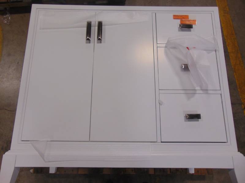 lot 37 image: Home Decorators Collection Shaelyn 30 in. W x 21.75 in. D Vanity Cabinet Only in White SLWV3022DR
