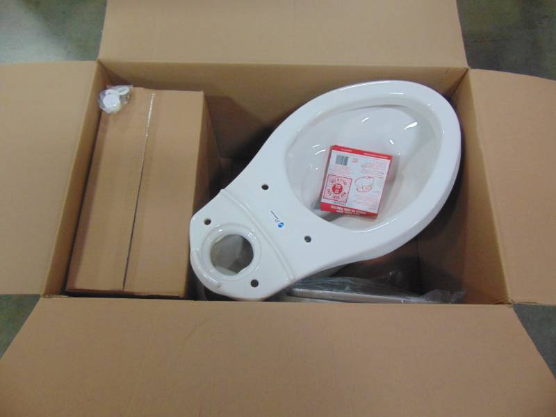 lot 51 image: Premier 1.28 GPF Comfort Height High Efficiency Single Flush Elongated Toilet in White 30102-A51